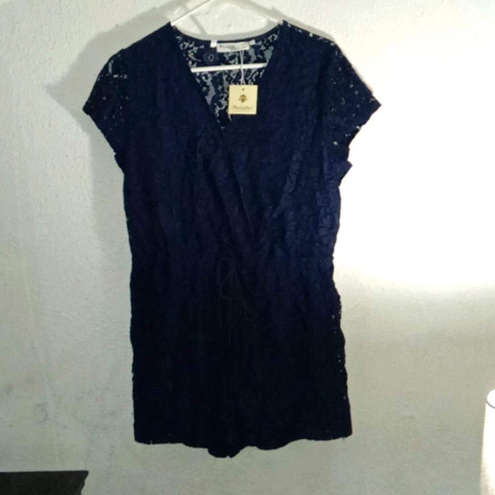 Navy blue lace romper